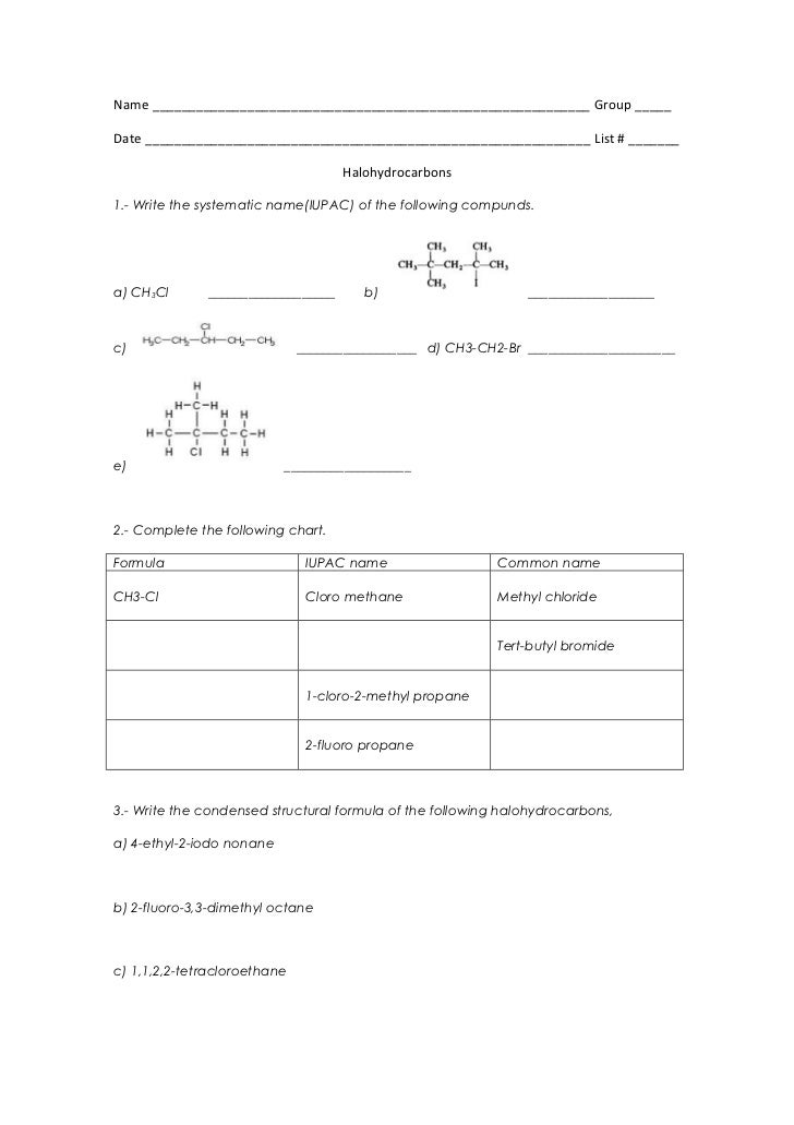 Worksheets Worksheets For Organic Chemistry Worksheet 1 Alkanes Answers hydrocarbons worksheet sharebrowse nomenclature halogenated hydrocarbons