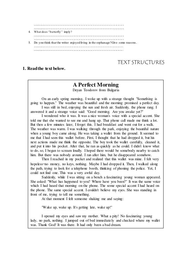 Worksheet of narrative