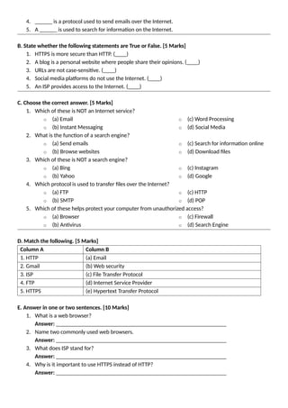 Class 8 CBSE Worksheet on Unit 7 computer.docx