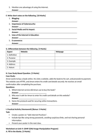 Class 8 CBSE Worksheet on Unit 7 computer.docx