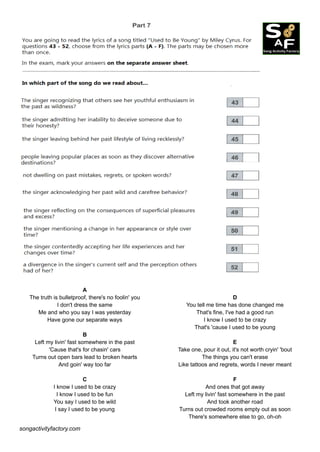 English worksheets: lyrics of song another day in paradise