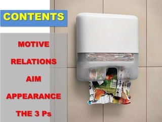 CONTENTS
MOTIVE
RELATIONS
AIM
APPEARANCE
THE 3 Ps