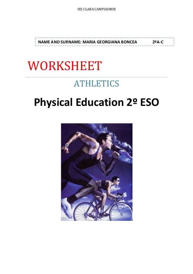 Worksheets 1 st term 2º eso athletics & fisical conditions