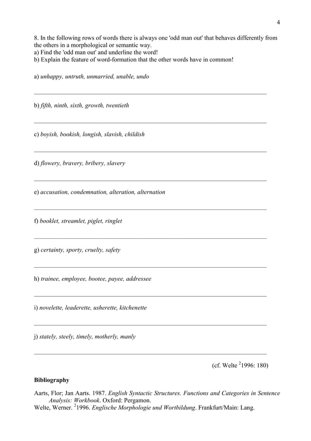 Worksheets morphology and word formation pdf