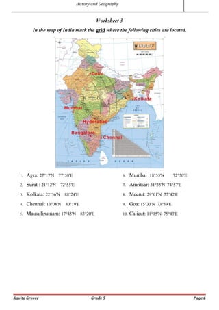 worksheets on locating places on a map geography and history
