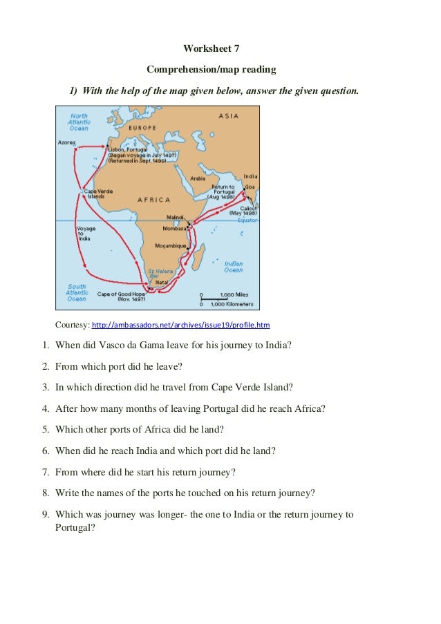 Worksheets on Locating Places on a Map Geography and History