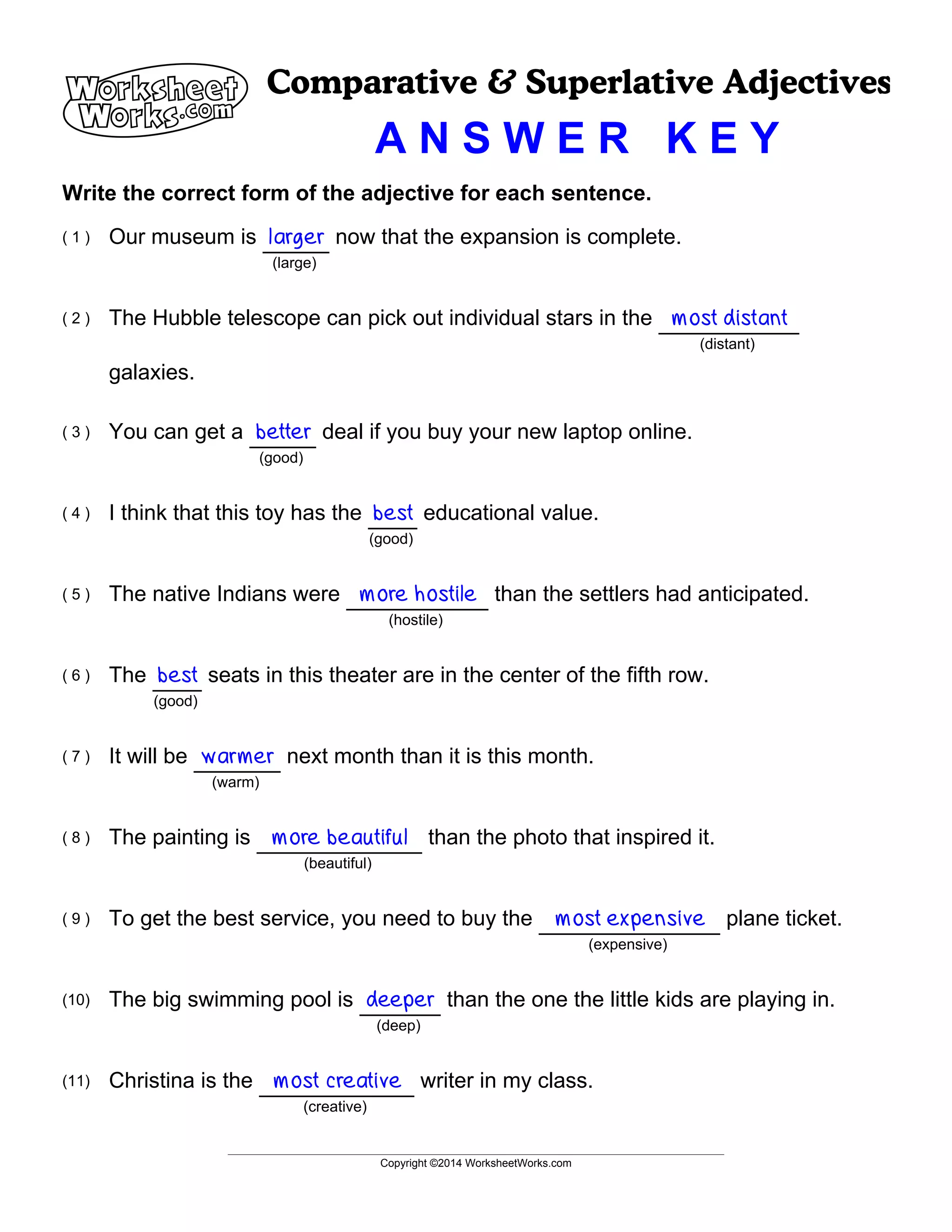 Worksheet works-comparative__superlative_adjectives_2 | PDF
