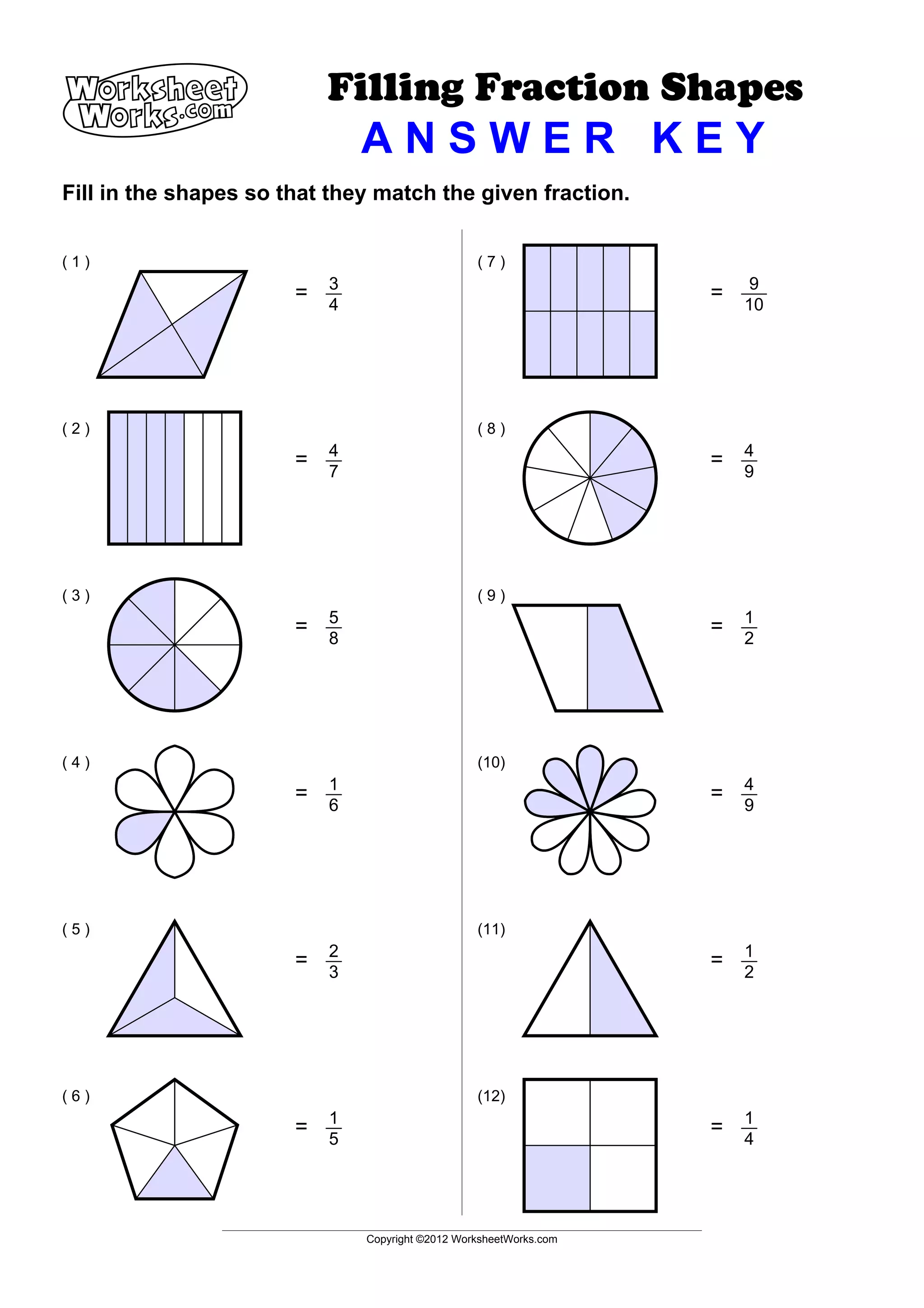 Worksheet works filling_fraction_shapes_1 | PDF