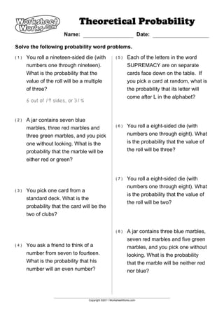 Worksheet works theoretical_probability_1 | PDF