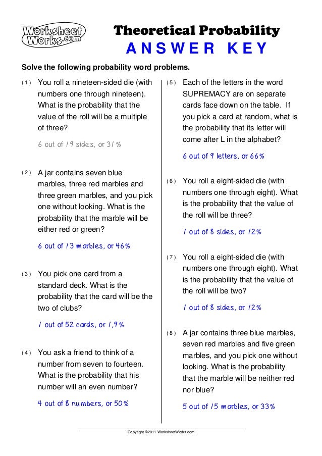 Theoretical And Experimental Probability Worksheet