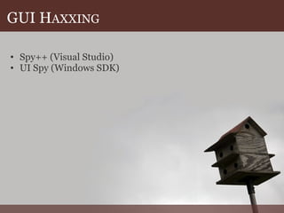 GUI H AXXING Spy++ (Visual Studio) UI Spy (Windows SDK) 