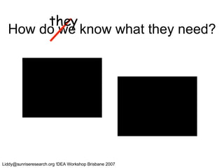 How do we know what they need? they 