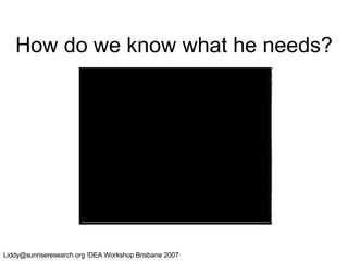 How do we know what he needs? 