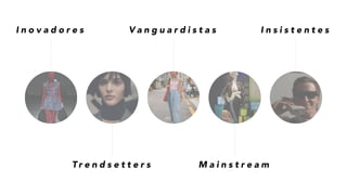 I n o v a d o r e s
T r e n d s e t t e r s
V a n g u a r d i s t a s
M a i n s t r e a m
I n s i s t e n t e s
 