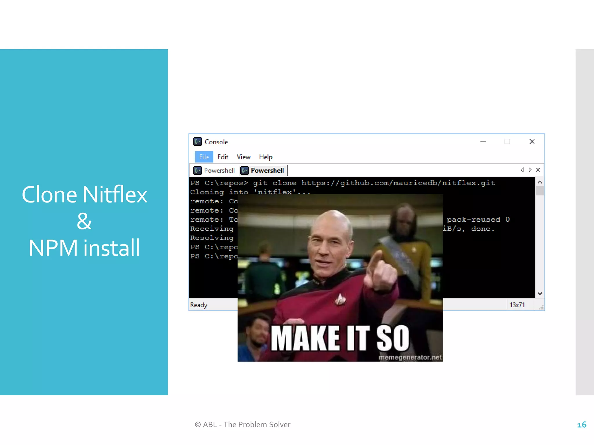 Clone Nitflex & NPM install © ABL - The Problem Solver 16 
