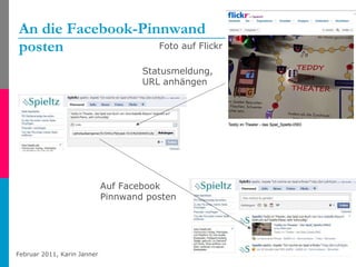 An die Facebook-Pinnwand  posten Foto auf Flickr Statusmeldung, URL anhängen Auf Facebook Pinnwand posten 