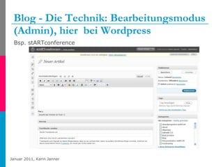 Blog - Die Technik: Bearbeitungsmodus (Admin), hier  bei Wordpress Bsp. stARTconference 