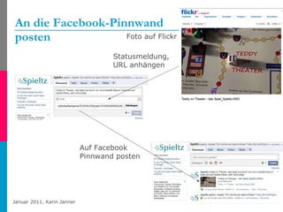 An die Facebook-Pinnwand  posten Foto auf Flickr Statusmeldung, URL anhängen Auf Facebook Pinnwand posten 