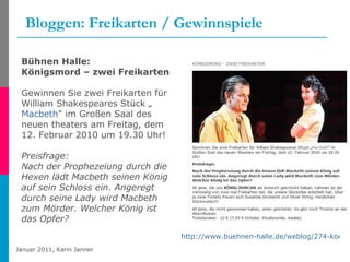 Bloggen: Freikarten / Gewinnspiele http://www.buehnen-halle.de/weblog/274-koenigsmord-zwei-freikarten.html   Bühnen Halle:...