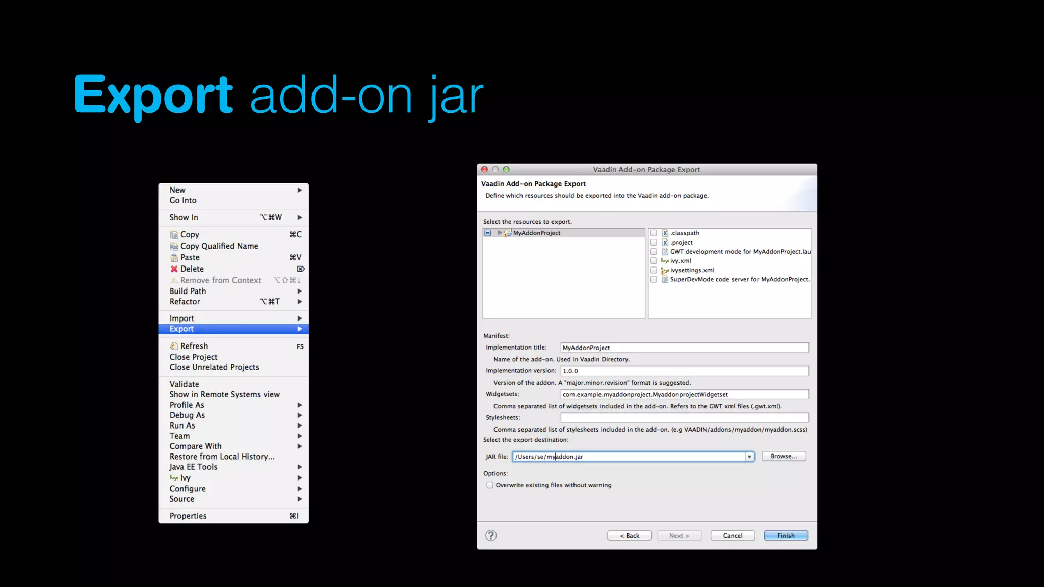 Export add-on jar

 
