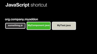 JavaScript shortcut
org.company.myaddon
something.js

MyComponent.java

MyTest.java

 