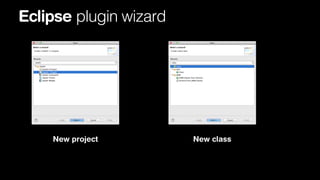 Eclipse plugin wizard

New project

New class

 