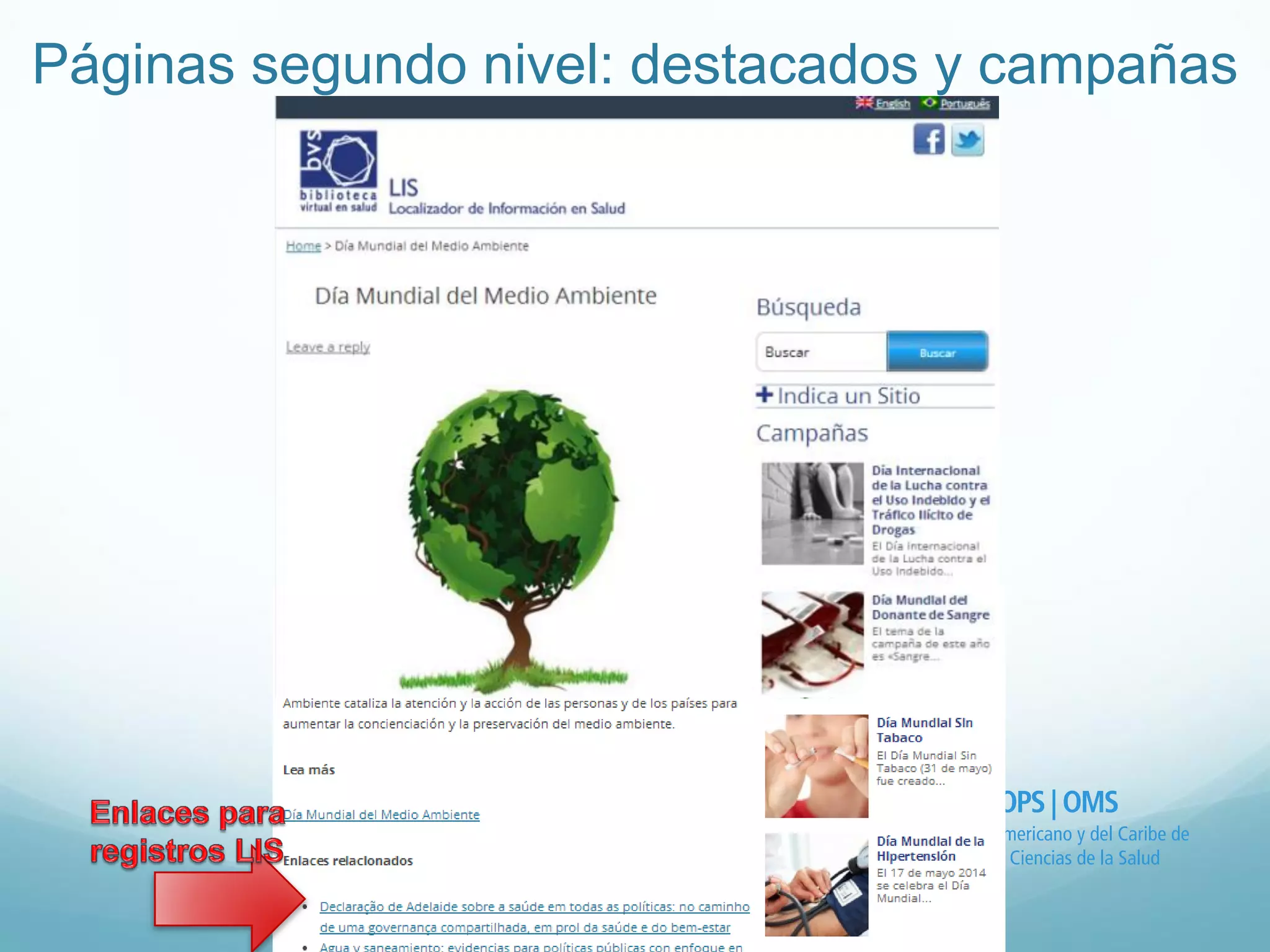 Páginas segundo nivel: destacados y campañas 
 