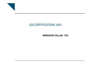 LES CERTIFICATIONS JAVA

WORKSHOP COLLAB - YCH

 