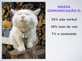 NOSSA
COMUNICAÇÃO É:
55% não verbal
38% tom de voz
7% o conteúdo
 