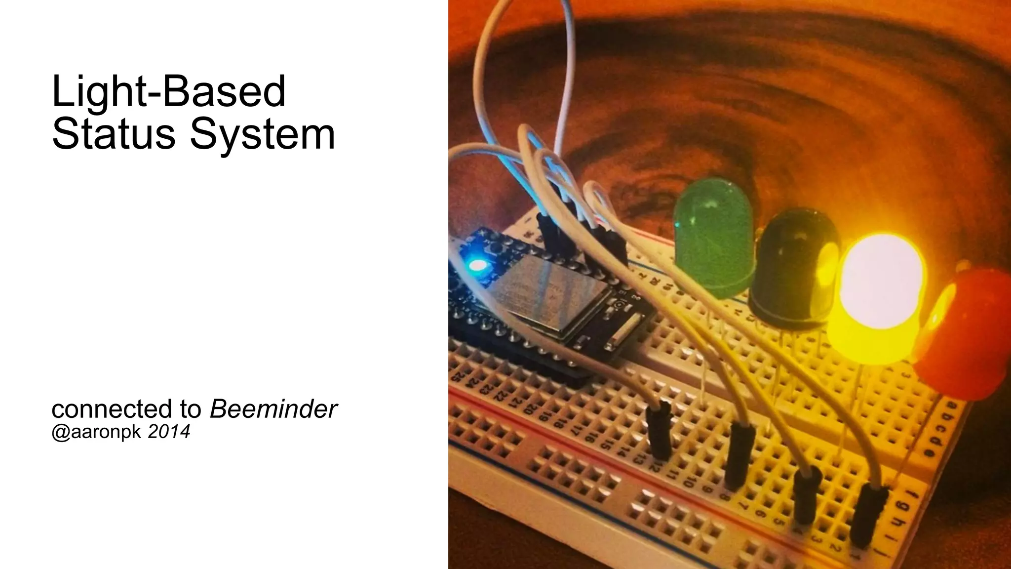 caseorganic.com
Light-Based
Status System
connected to Beeminder
@aaronpk 2014
 