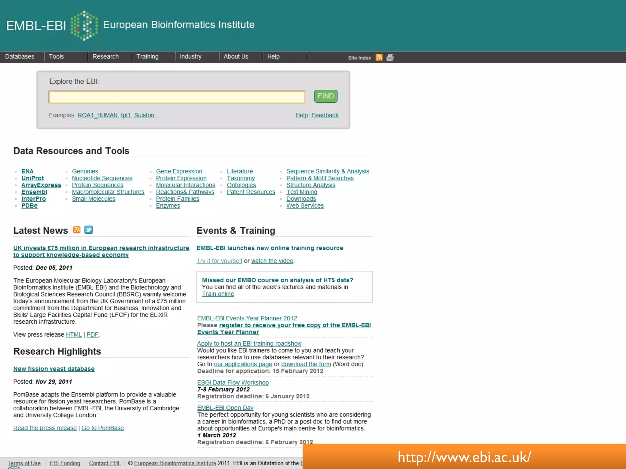 http://www.ebi.ac.uk/
 