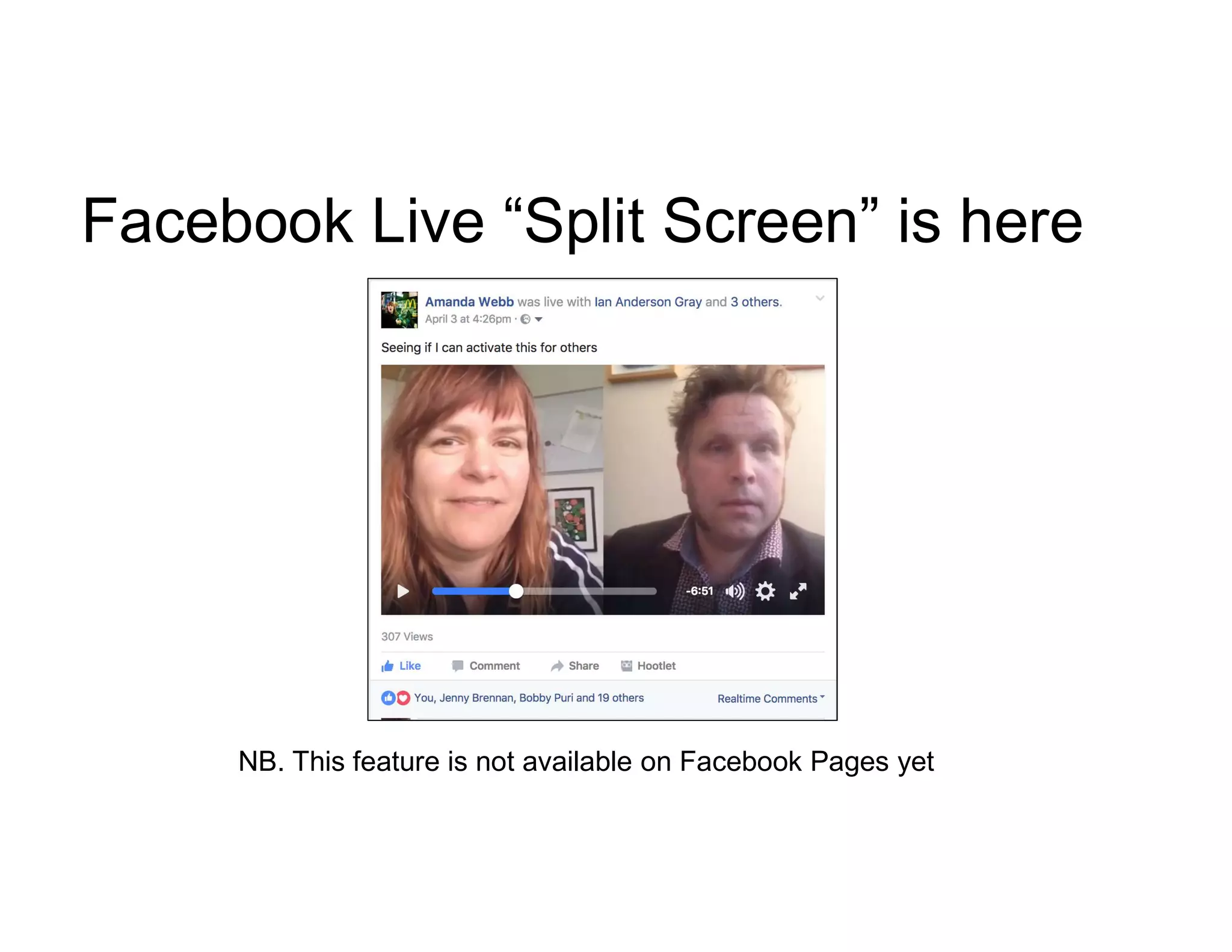 Facebook Live “Split Screen” is here
NB. This feature is not available on Facebook Pages yet
 