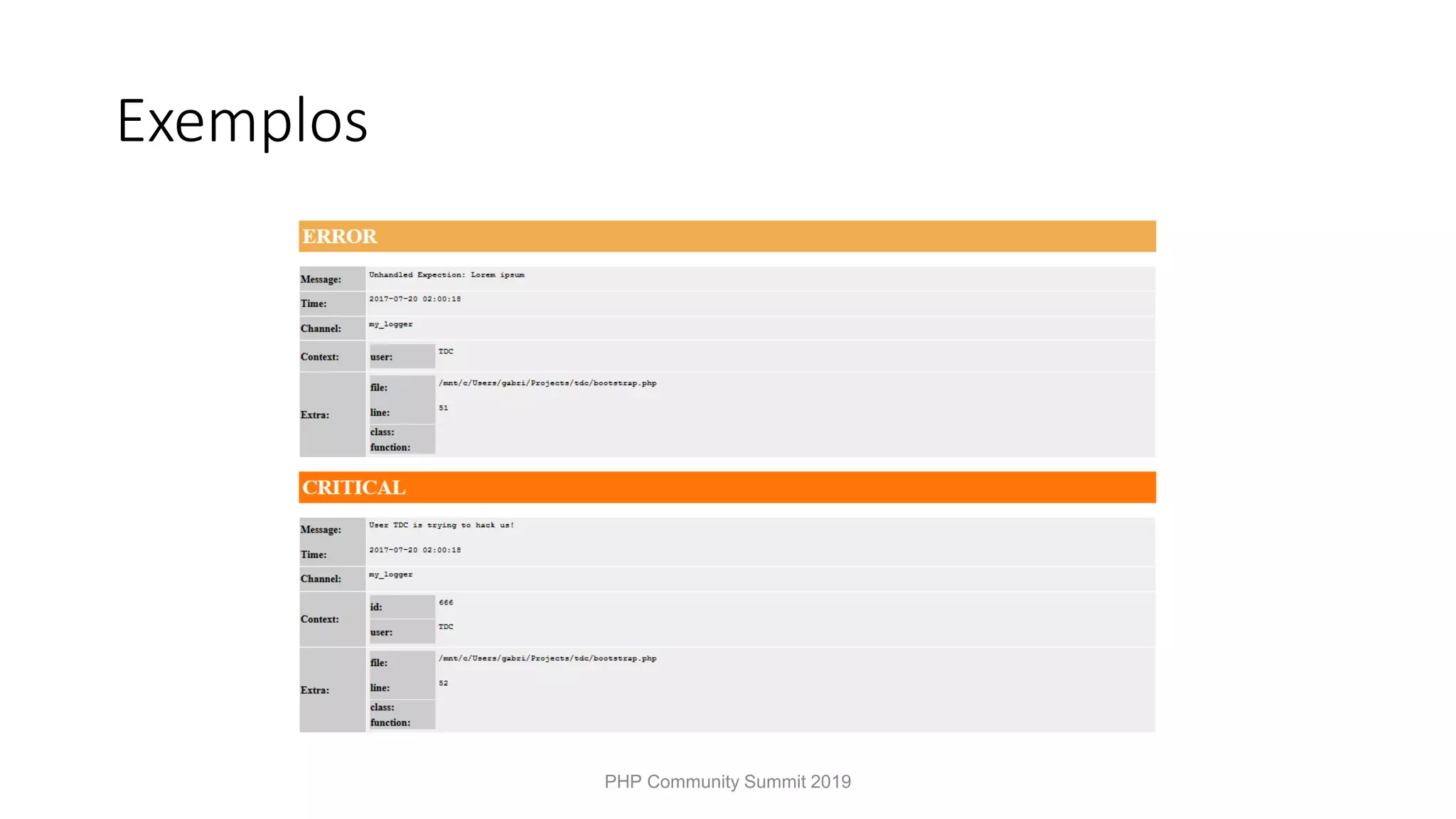 Exemplos PHP Community Summit 2019 