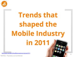http://prezi.com/etk7c6mz8t5e/smarphone-trends-2011/
                                                         12
"NOTICE: Proprietary and Confidential
 