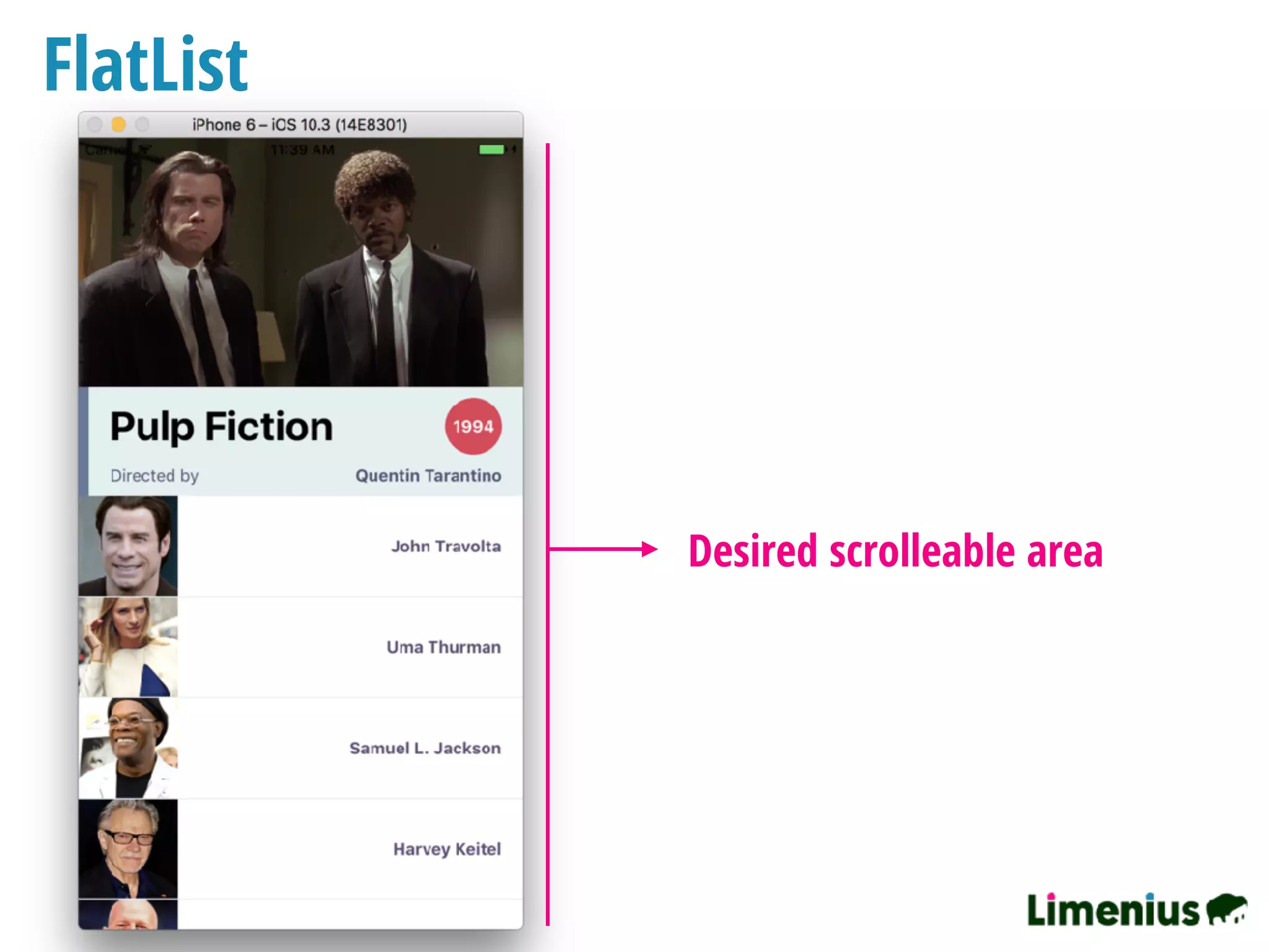 FlatList
Desired scrolleable area
 