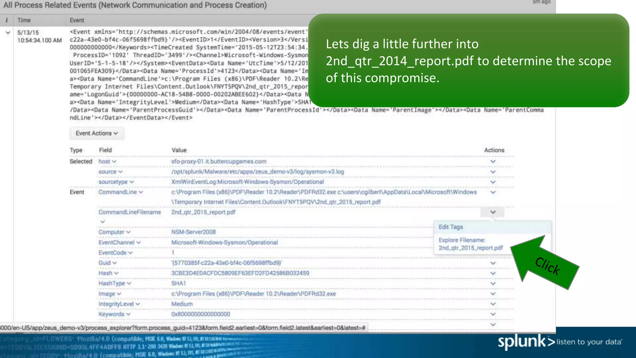 Lets dig a little further into
2nd_qtr_2014_report.pdf to determine the scope
of this compromise.
 