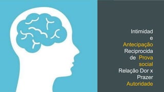 Intimidad
e
Antecipação
Reciprocida
de Prova
social
Relação Dor x
Prazer
Autoridade
 