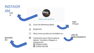 INSTAGR
AM
FOT
O
SUB-
TÍTULO
LINK DE
DIRECIONAMETO
DESCRIÇ
ÃO
 