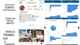 TENHA UMA
CONTA
PROFISSIONAL!
TENHA UM
PERFIL
ABERTO
MESCLE
TRABAL
HO
E
CARREIRA
 