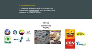 A premissa de Kotler
“O marketing está setornando uma batalha mais
baseada em informações do que uma batalha
baseada no poder devendas.”
ANTES
Economia do
ÁTOMO
 