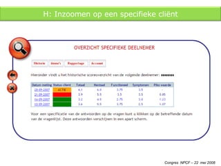 Congres  NPCF – 22  mei 2008 H: Inzoomen op een specifieke cliënt 