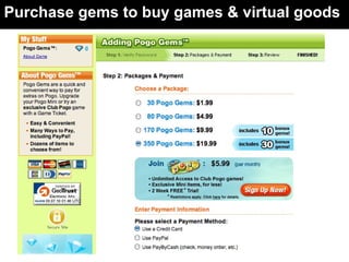 Purchase gems to buy games & virtual goods
 