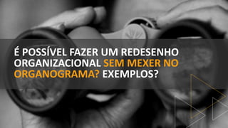 É POSSÍVEL FAZER UM REDESENHO
ORGANIZACIONAL SEM MEXER NO
ORGANOGRAMA? EXEMPLOS?
 