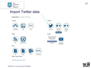 30/05/2017 © The University of Sheffield
21
Import Twitter data
 