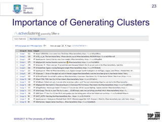 Importance of Generating Clusters
30/05/2017 © The University of Sheffield
23
 