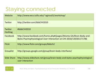 THANK YOU
• Keep in touch!




       Brain, Body and Bytes: Psychophysiological User Interaction Workshop at CHI 2010   1...