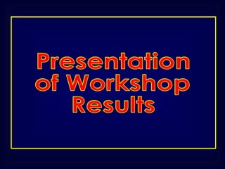 Presentation of Workshop Results 