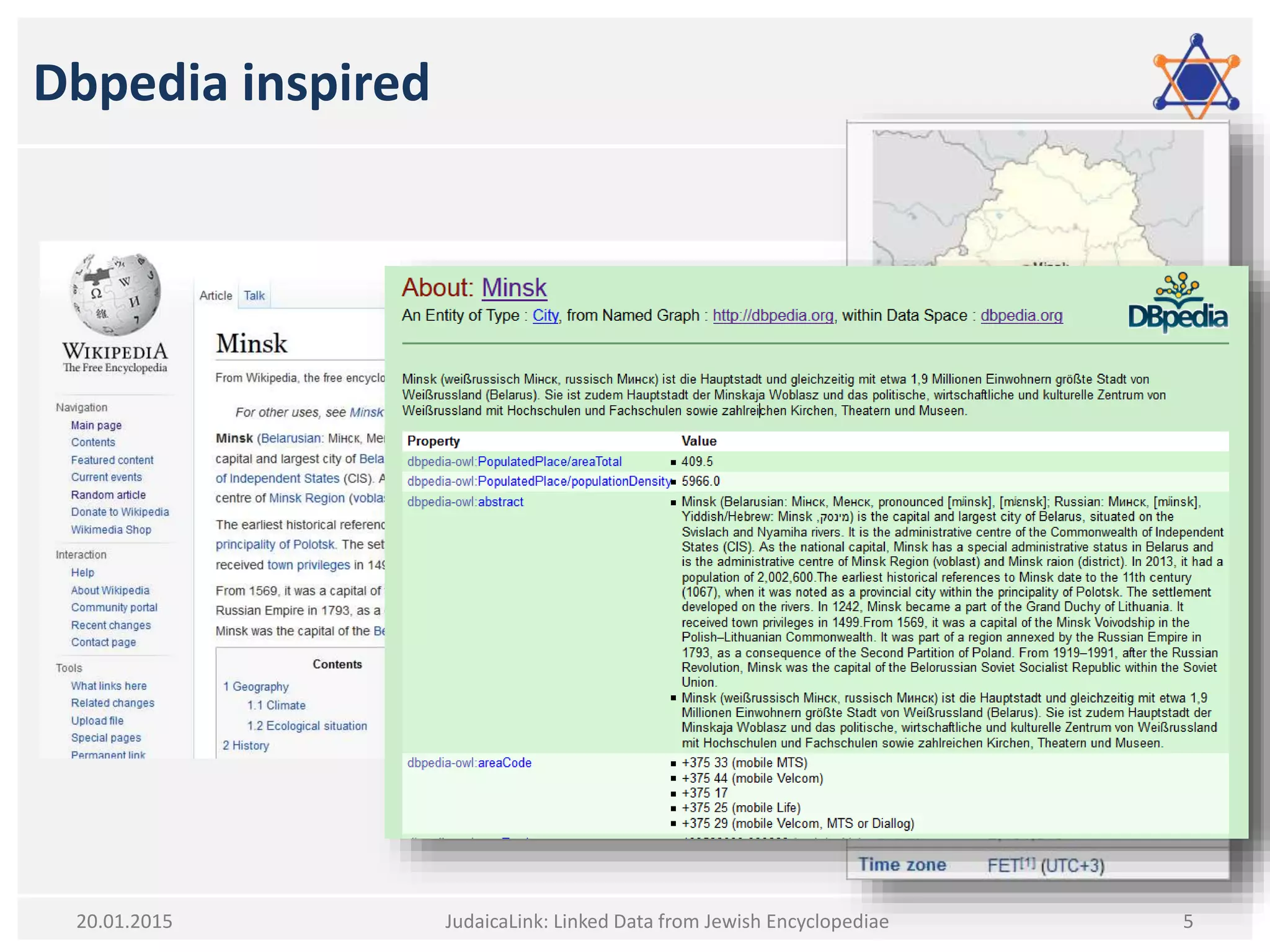 Dbpedia inspired
JudaicaLink: Linked Data from Jewish Encyclopediae 520.01.2015
 