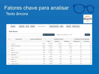 Fatores chave para analisar 
Texto âncora 
 