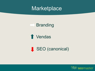 Marketplace 
Branding 
Vendas 
SEO (canonical) 
 